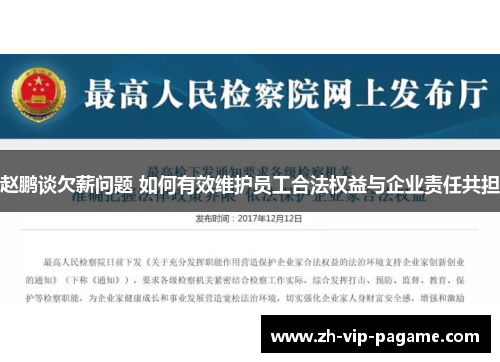 赵鹏谈欠薪问题 如何有效维护员工合法权益与企业责任共担