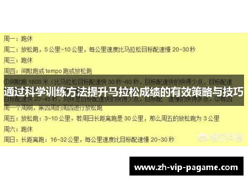 通过科学训练方法提升马拉松成绩的有效策略与技巧 通过科学训练方法提升马拉松成绩的有效策略与技巧